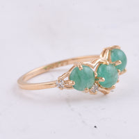 1.64 Ct Round Cabochon Cut Natural Emerald 14K Gold Ring