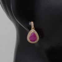 2.57 Ct Pear Ruby 9K Gold Earrings