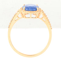 2.64 Ct Oval Mixed Cut Natural Sapphire 14K Gold Ring