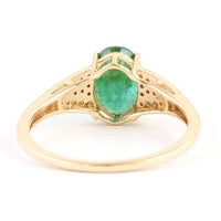1.38 Ct Oval Mixed Cut Natural Beryl Emerald 14K Gold Ring