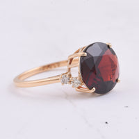 4.68 Ct Round Natural Garnet 14K Gold Ring