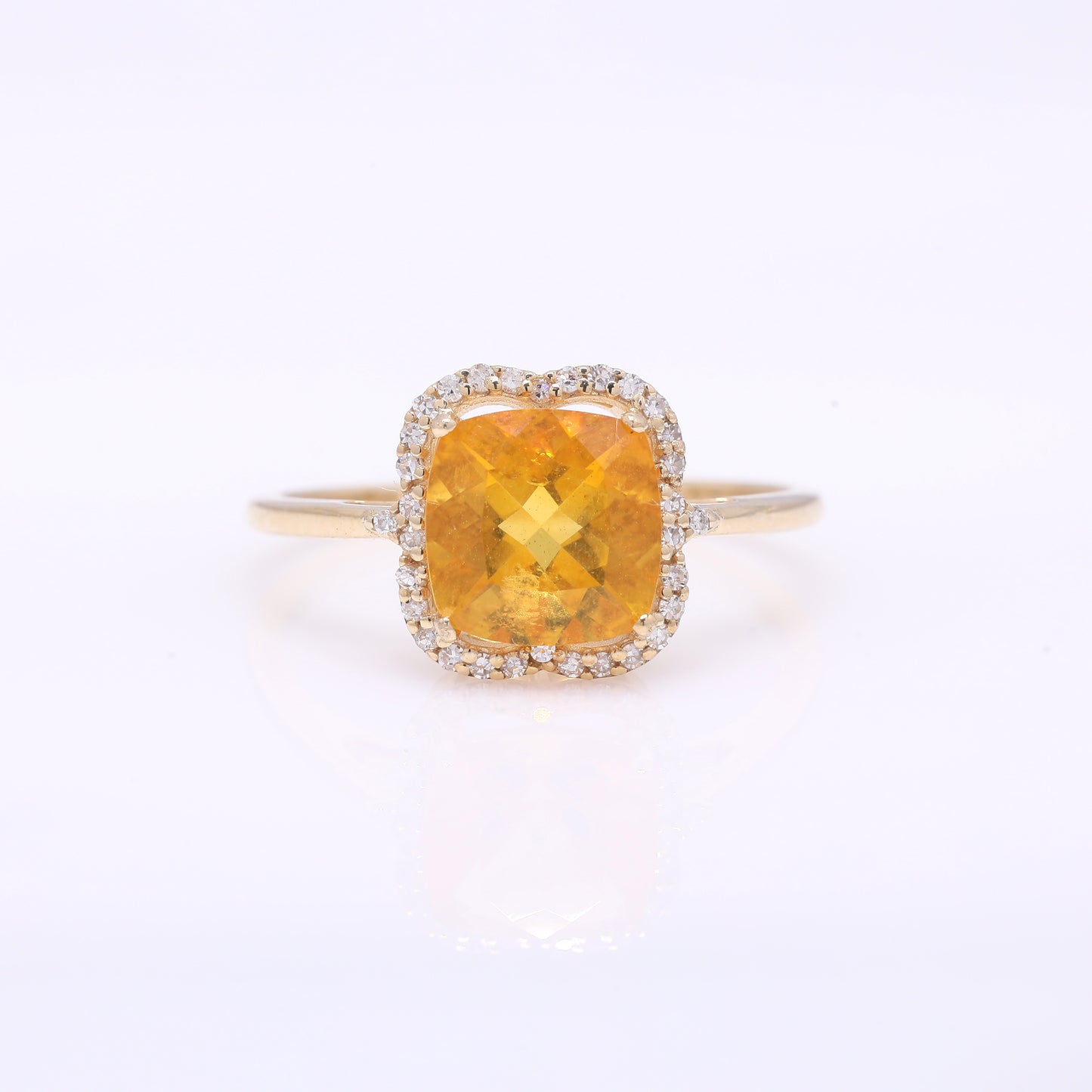 1.41 Ct Cushion Mixed Cut Natural Fire Opal 14K Gold Ring