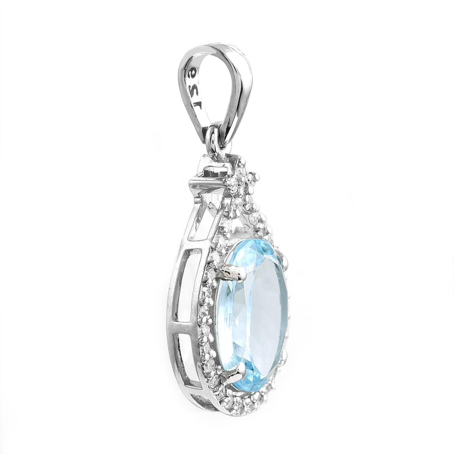 1.40 Ct Oval Mixed Cut Natural Aquamarine 950 Platinum Pendant