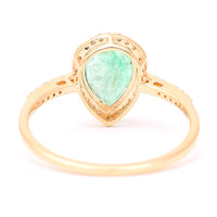 1.35 Ct Pear Mixed Cut Natural Emerald 14K Gold Ring