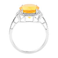 2.65 Ct Round Mixed Cut Natural Fire Opal 950 Platinum Ring