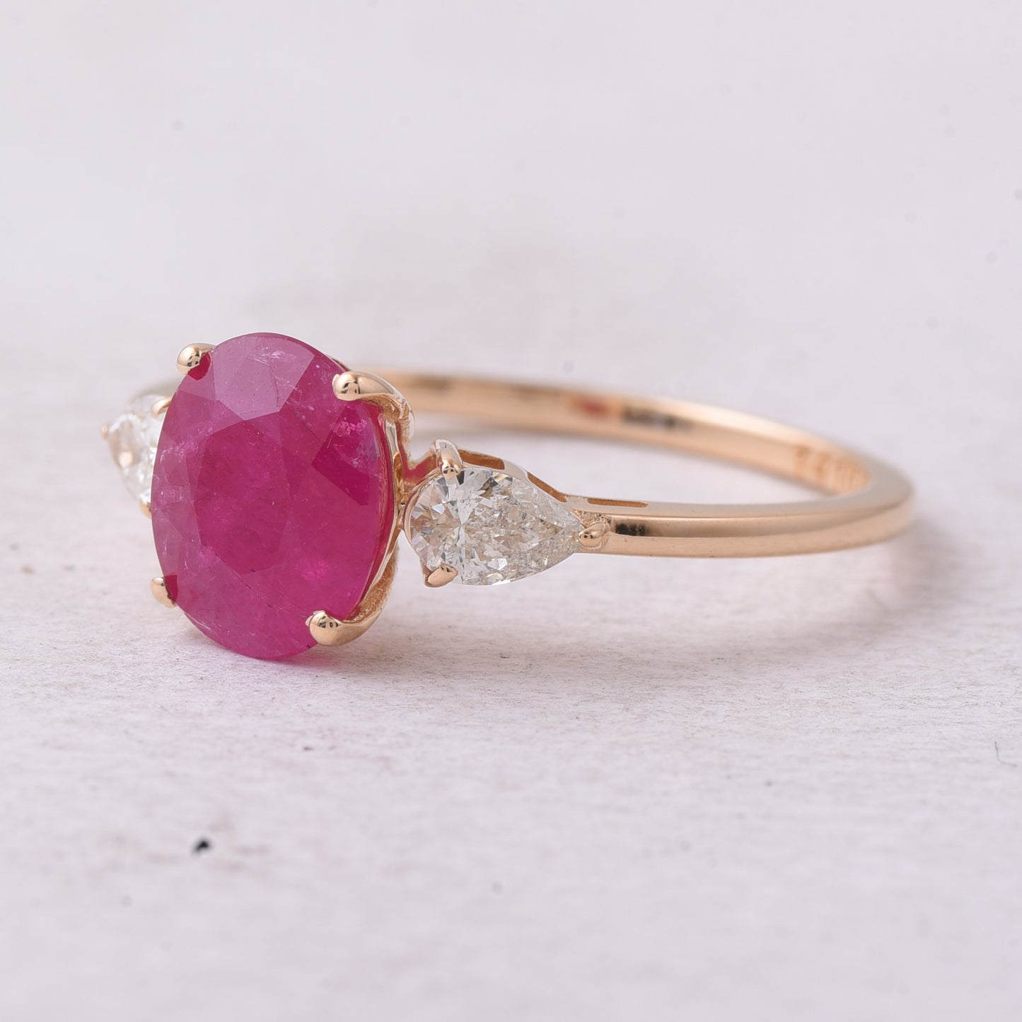 2.19 Ct Oval Mixed Cut Natural Ruby 14K Gold Ring