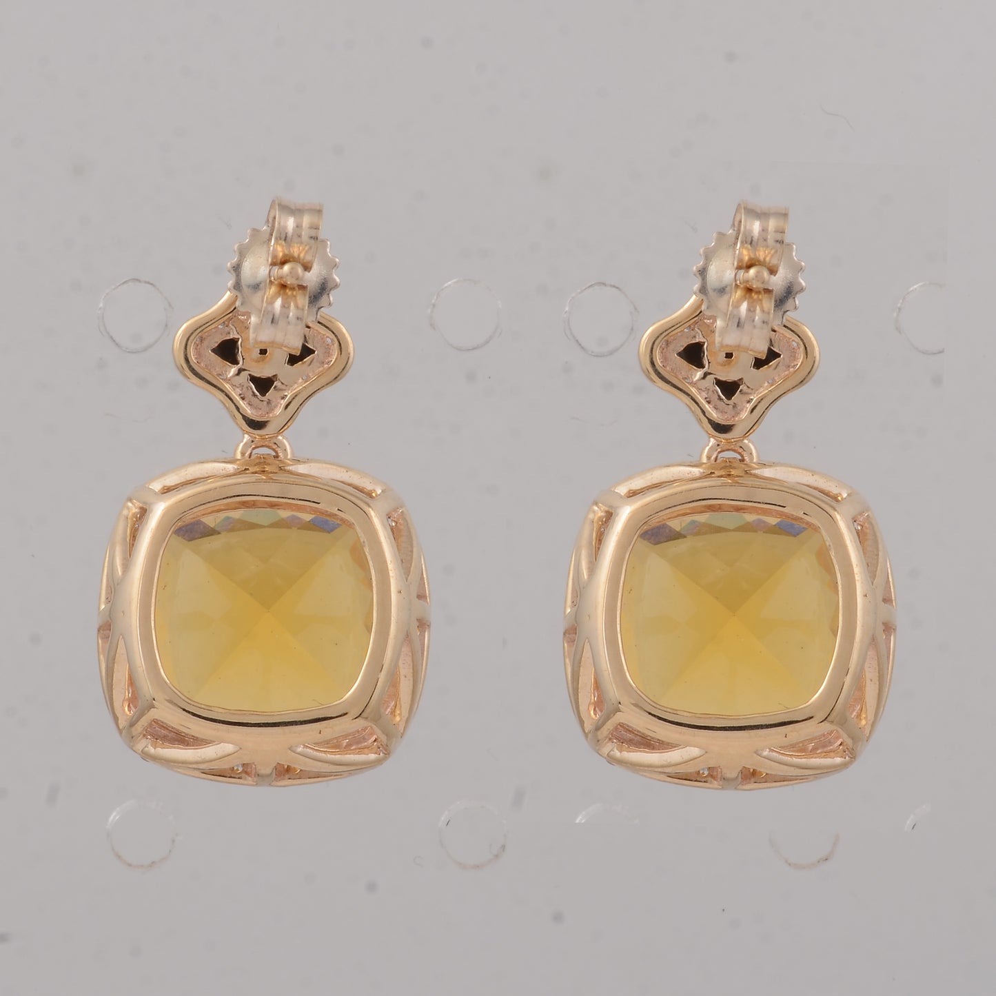 4.47 Ct Cushion B.R Fire Opal 9K Gold Earrings
