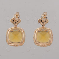 4.47 Ct Cushion B.R Fire Opal 9K Gold Earrings