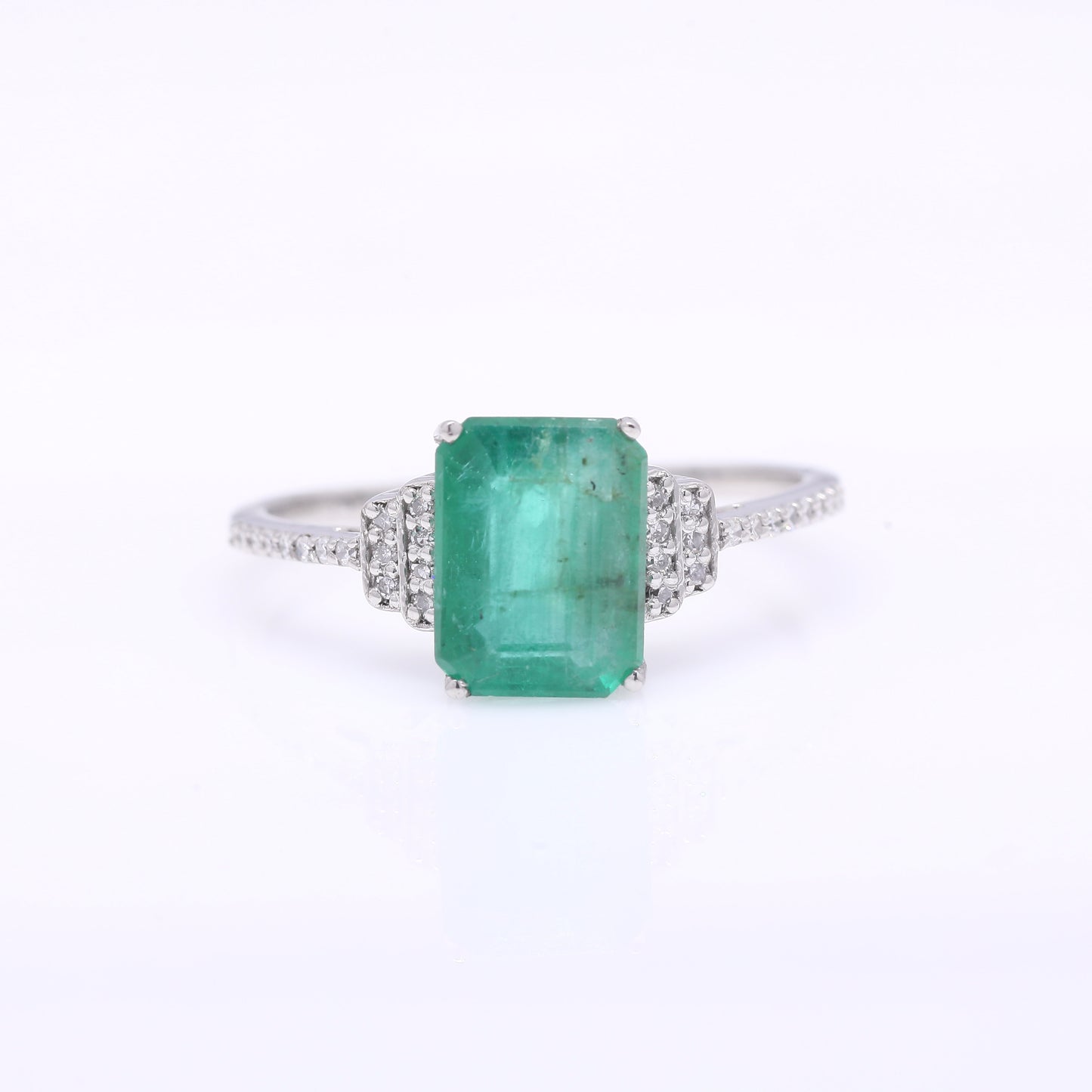 2.16 Ct Octagon Step Cut Natural Emerald 950 Platinum Ring