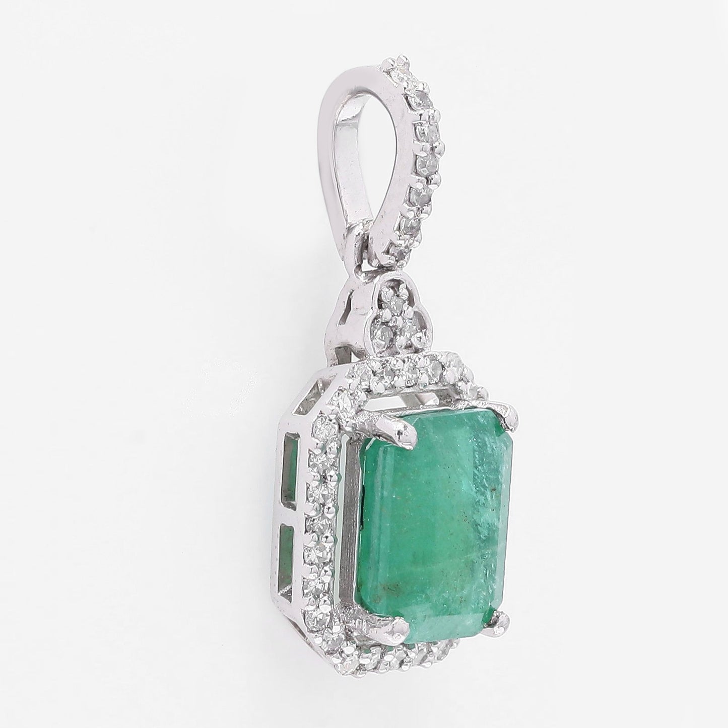 1.30 Ct Octagon Step Cut Natural Emerald 950 Platinum Pendant