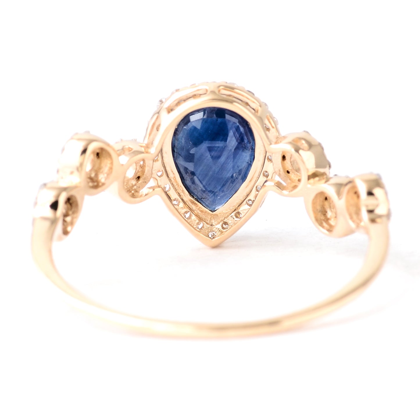 1.58 Ct Pear Mixed Cut Natural Corundum Sapphire 14K Gold Ring