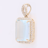 2.87 Ct Octagon Step Cut Natural Aquamarine 14K Gold Pendant