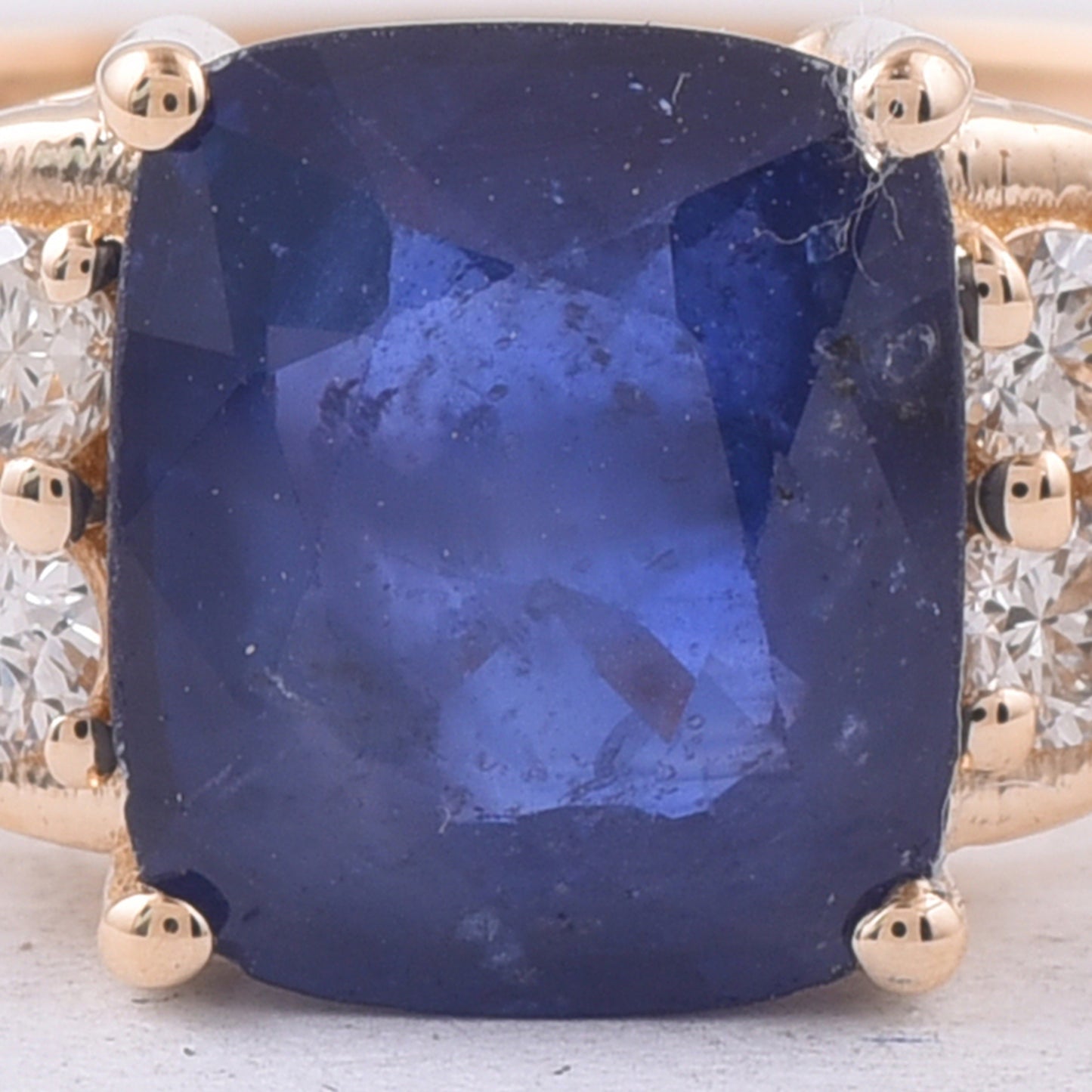 1.69 Ct Cushion Natural Sapphire 14K Gold Ring