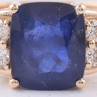 1.69 Ct Cushion Natural Sapphire 14K Gold Ring