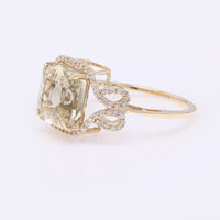 4.43 Ct Square Emerald Cut Natural Plagioclase Feldspar Sunstone 14K Gold Ring