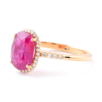 2.89 Ct Cushion Ruby 18K Gold Ring