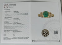 1.90 Ct Oval Cabochon Natural Beryl Emerald 14K Gold Ring