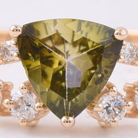 1.07 Ct Triangle Natural Green Tourmaline 14K Gold Ring