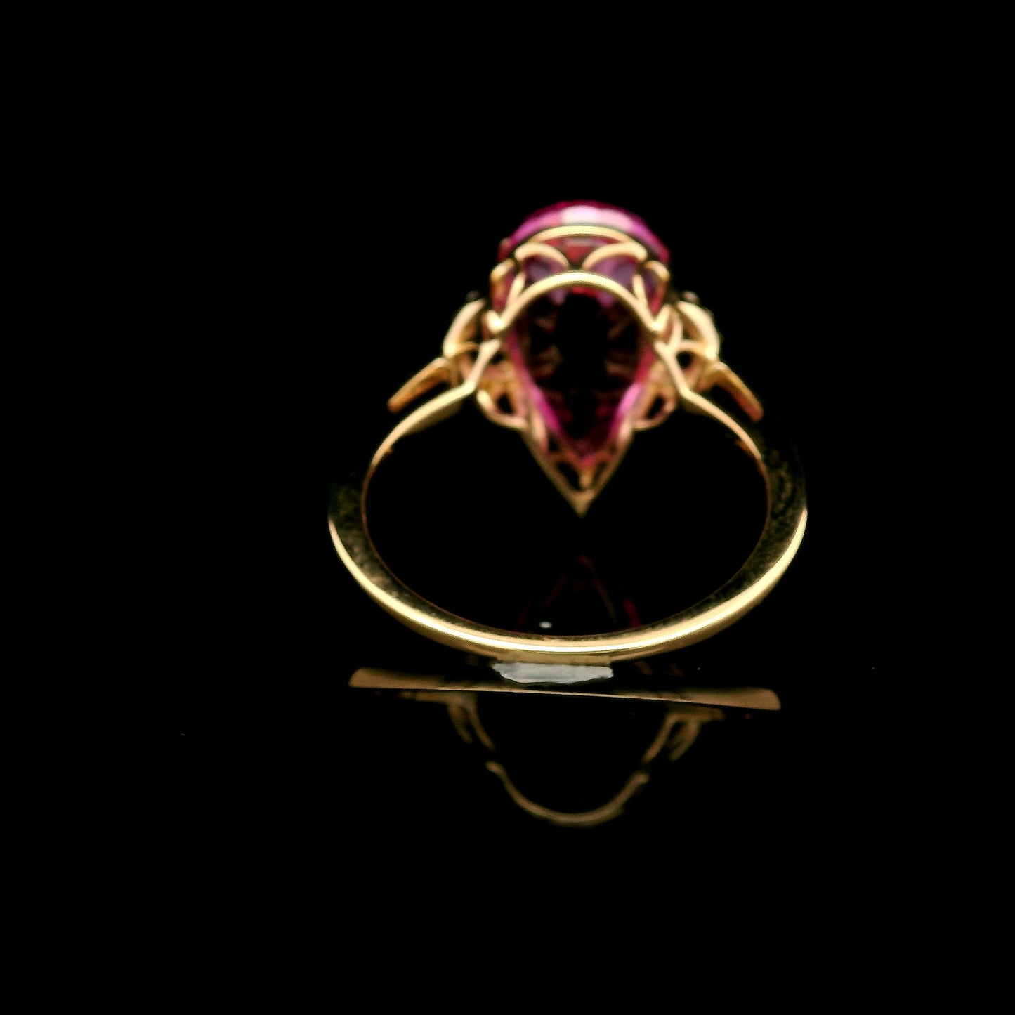 6.92 Ct Pear Mixed Cut Lab Grown Pink Sapphire 14K Gold Ring