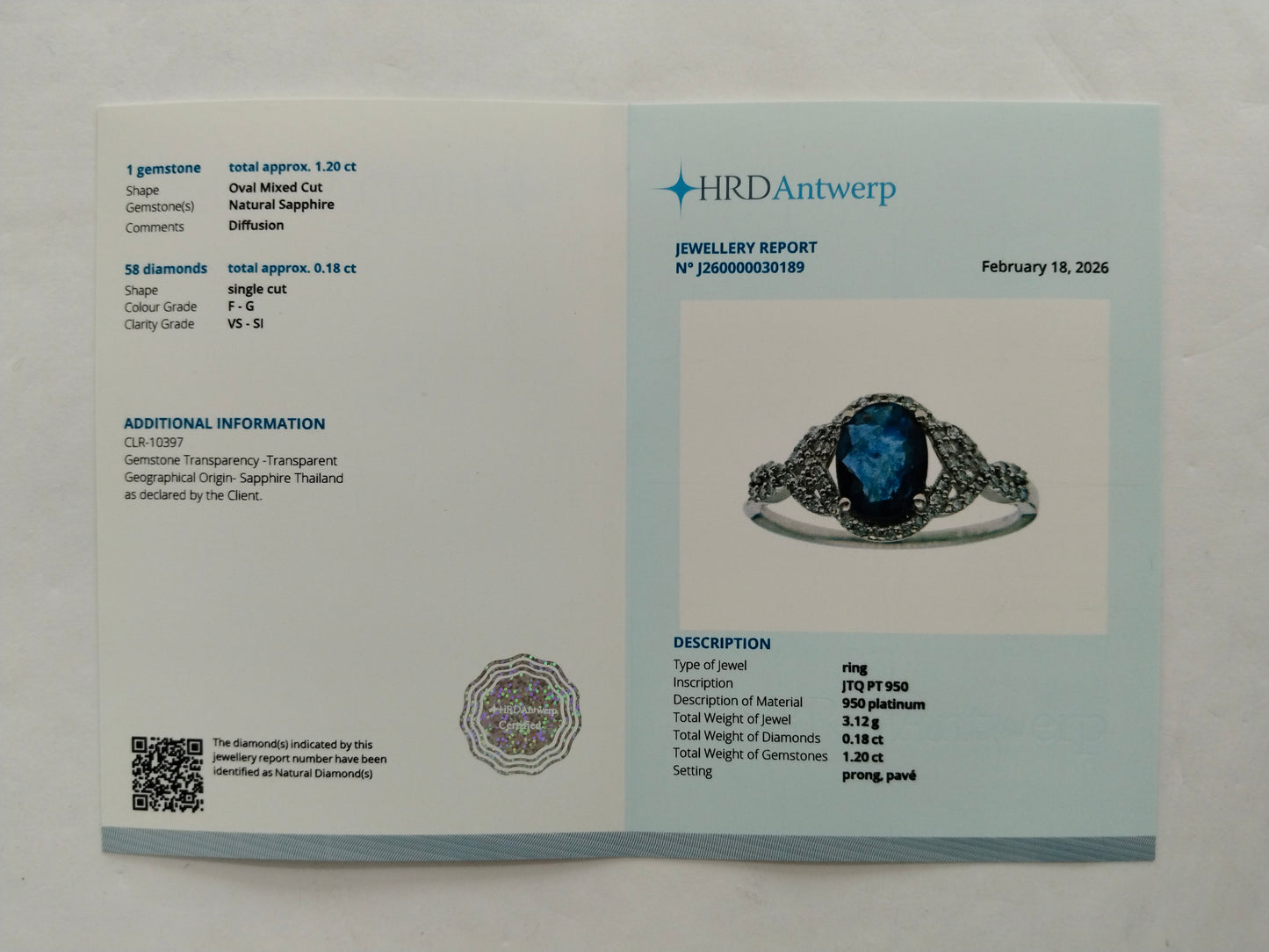 1.38 Ct Oval Mixed Cut Natural Sapphire 950 Platinum Ring