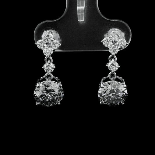 3.66 Carats Lab Grown Diamond 14K Gold Earrings