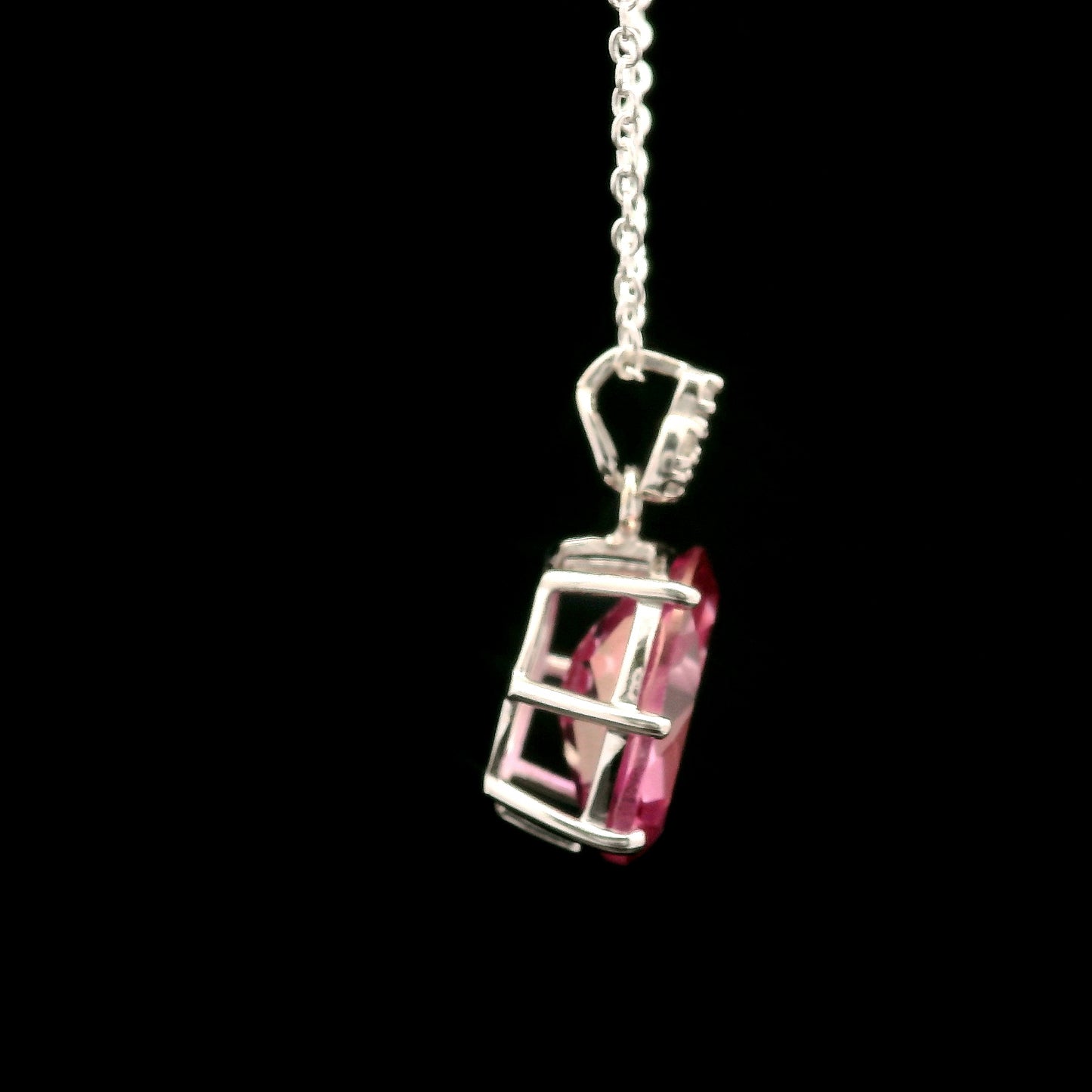 4.76 Ct Oval Pink Topaz, White Zircon 925 Sterling Silver Pendant