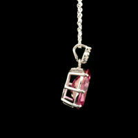 4.76 Ct Oval Pink Topaz, White Zircon 925 Sterling Silver Pendant