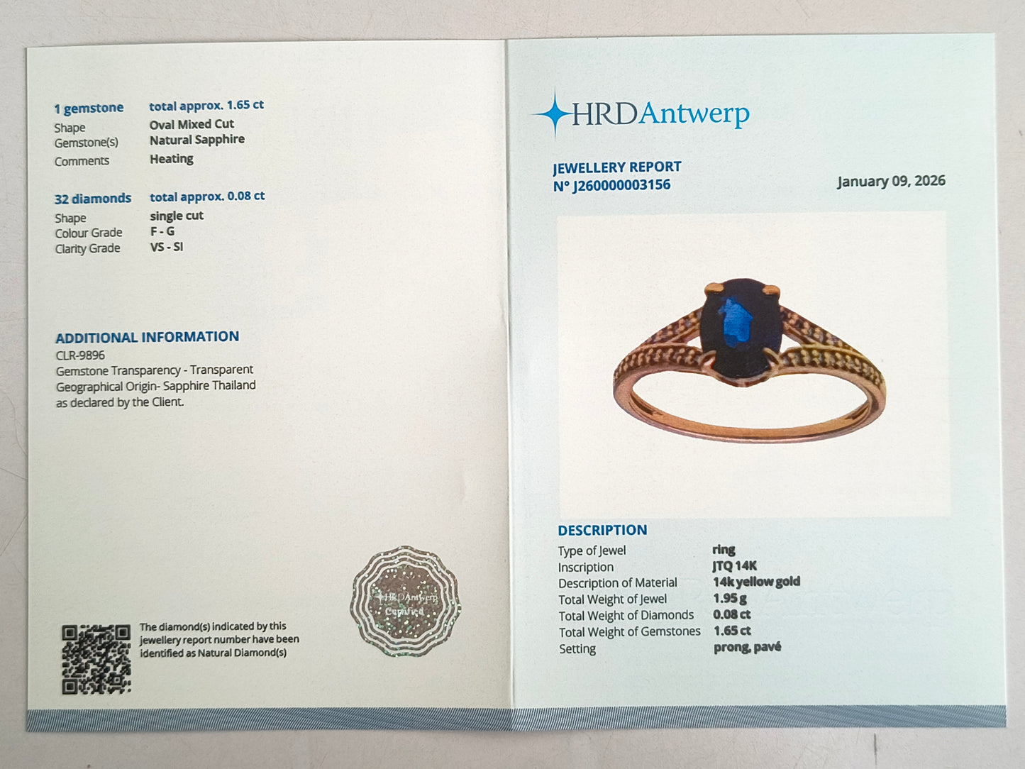 1.73 Ct Oval Mixed Cut Natural Sapphire 14K Gold Ring