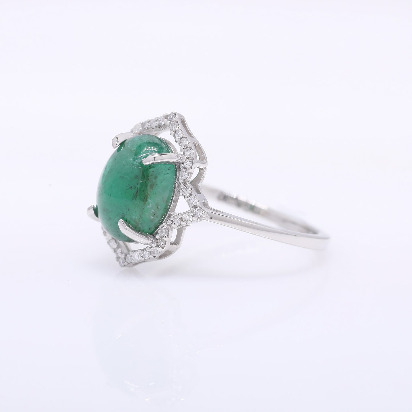 2.90 Ct Oval Mixed Cut Natural Emerald 950 Platinum Ring