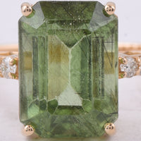 5.33 Ct Octagon Natural Peridot 14K Gold Ring