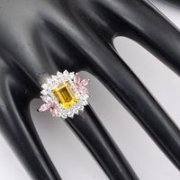 2.58 Ct Octagon Step Cut, Marquise Mixed Cut Natural Multi-Coloured Tourmaline 950 Platinum Ring