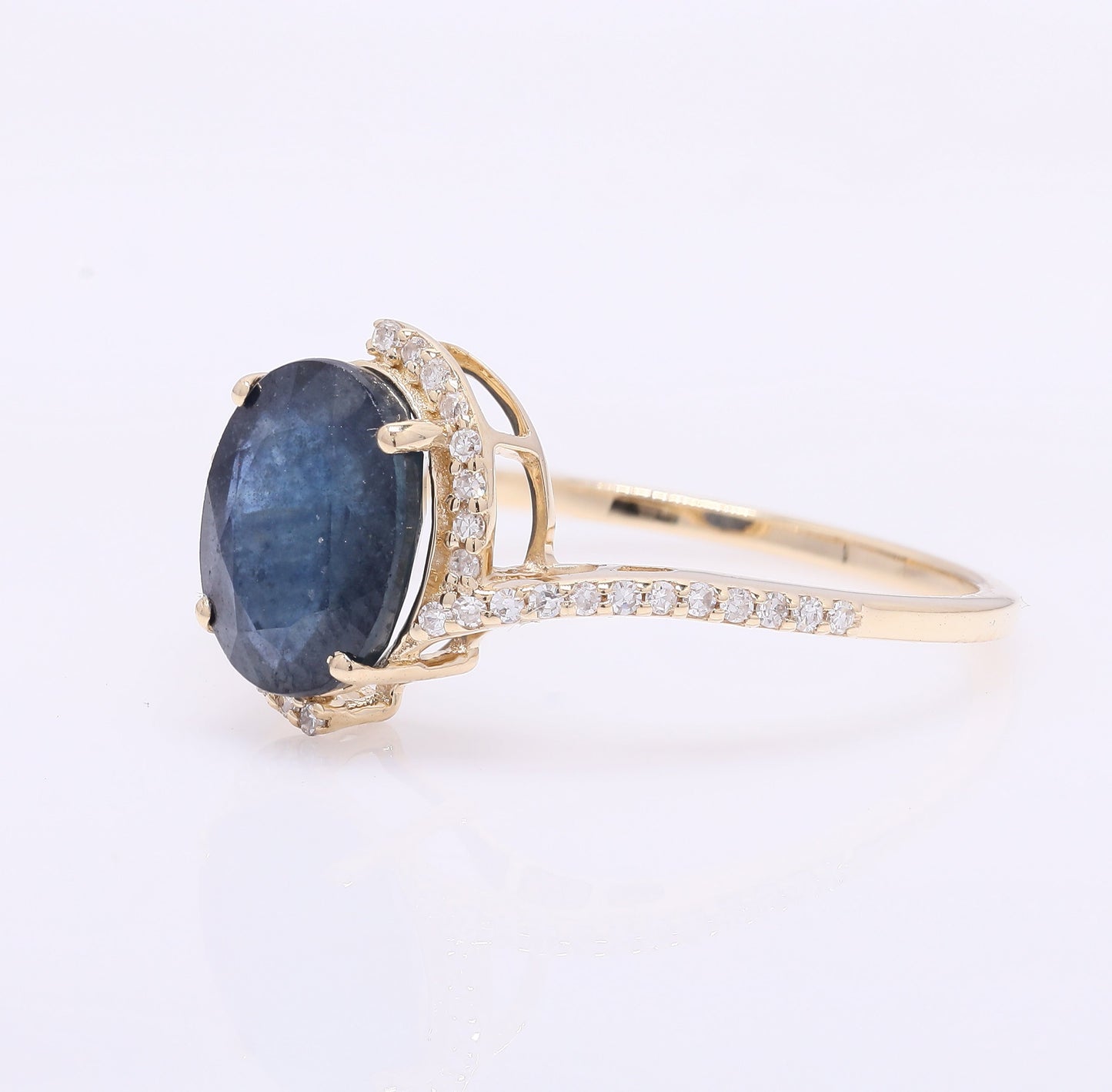2.54 Ct Oval Mixed Cut Natural Sapphire 14K Gold Ring