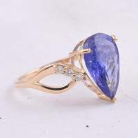 4.13 Ct Pear Natural Tanzanite 14K Gold Ring