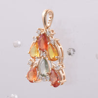 2.96 Ct Pear Natural Multi-Coloured Sapphire 14K Gold Pendant
