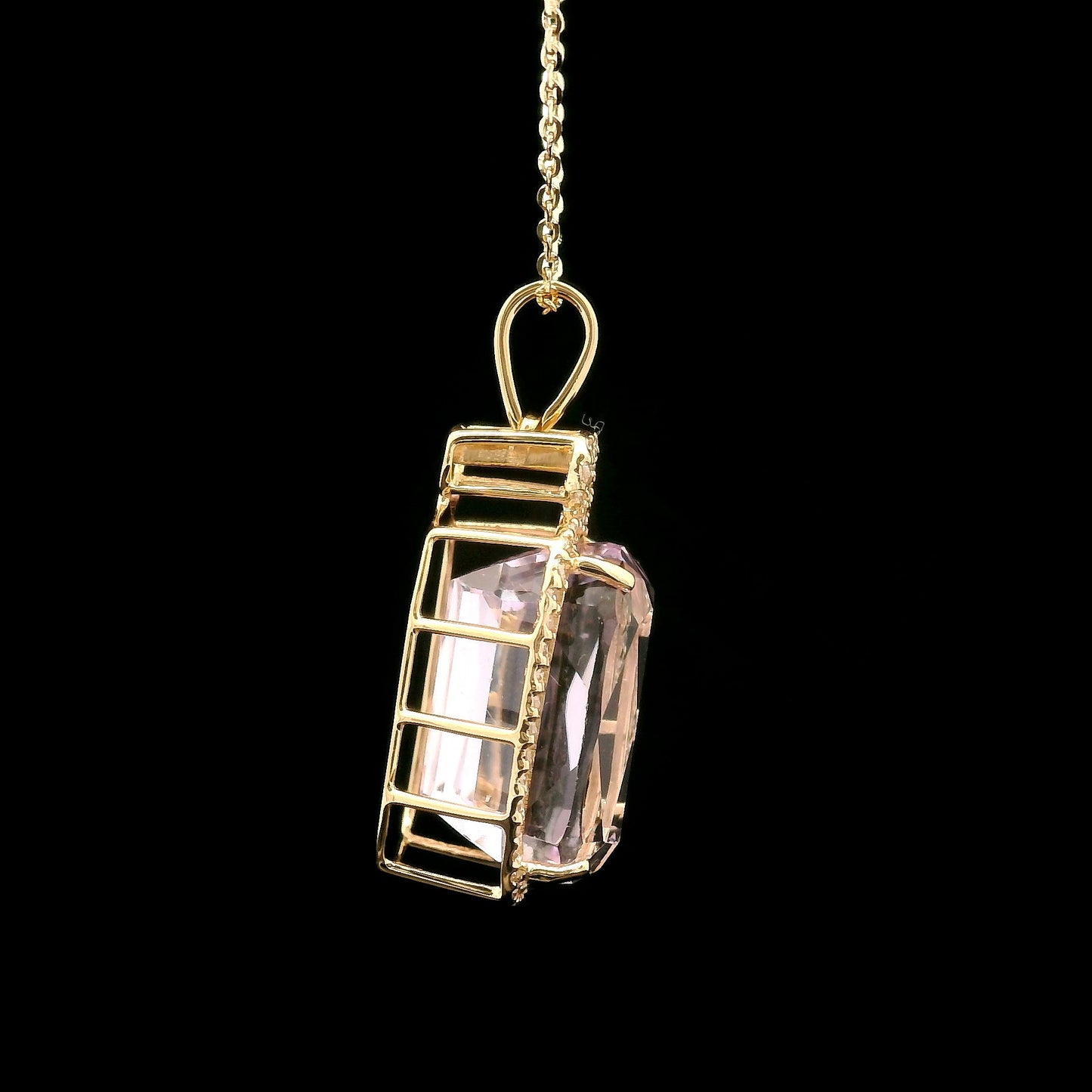 10.05 Ct Cushion Kunzite 14K Gold Pendant