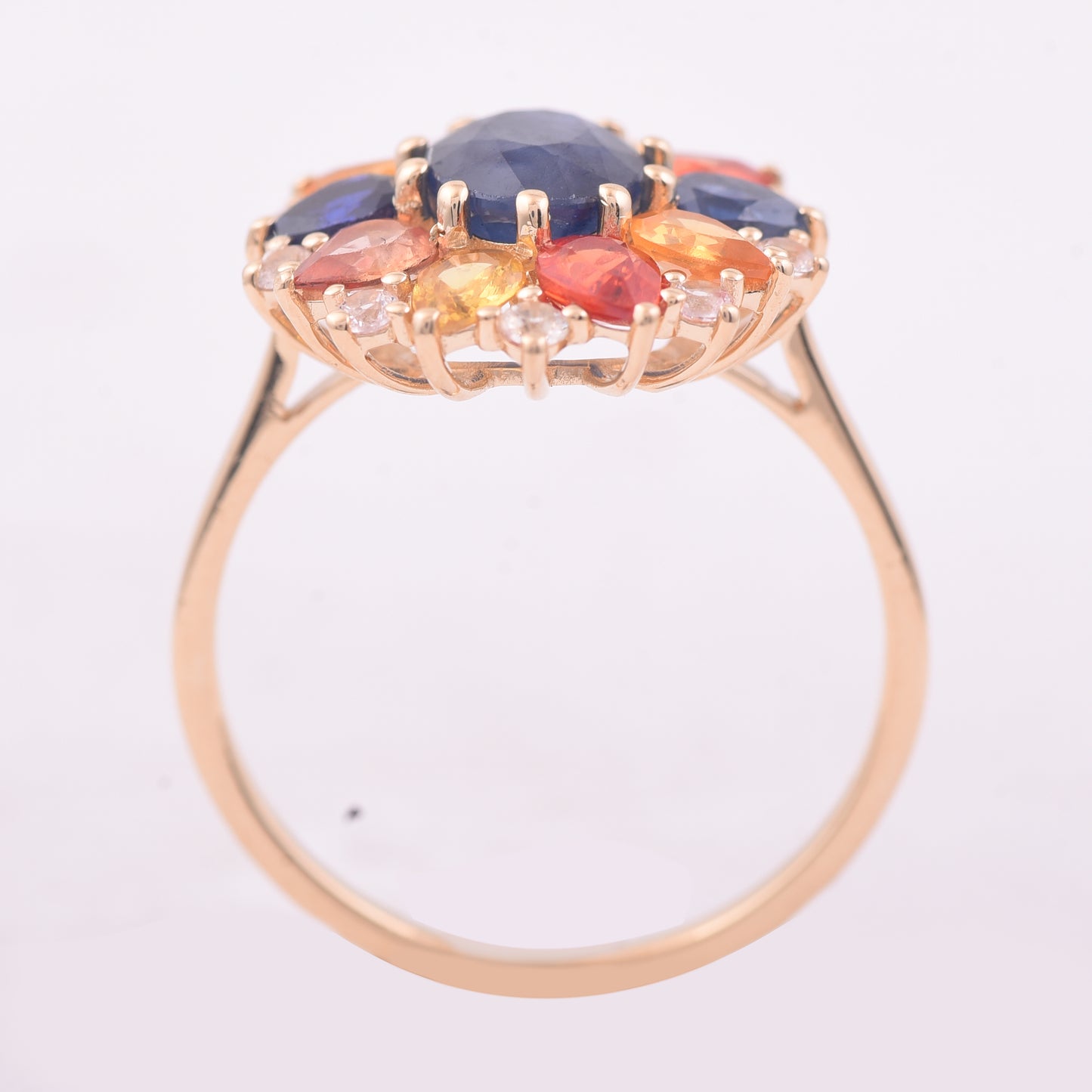3.79 Ct Oval Mixed Cut Natural Sapphire 14K Gold Ring