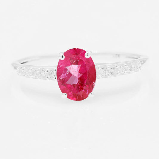 1.67 Ct Oval Pink Topaz 925 Silver Ring