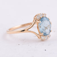 1.35 Ct Oval Natural Aquamarine 14K Gold Ring