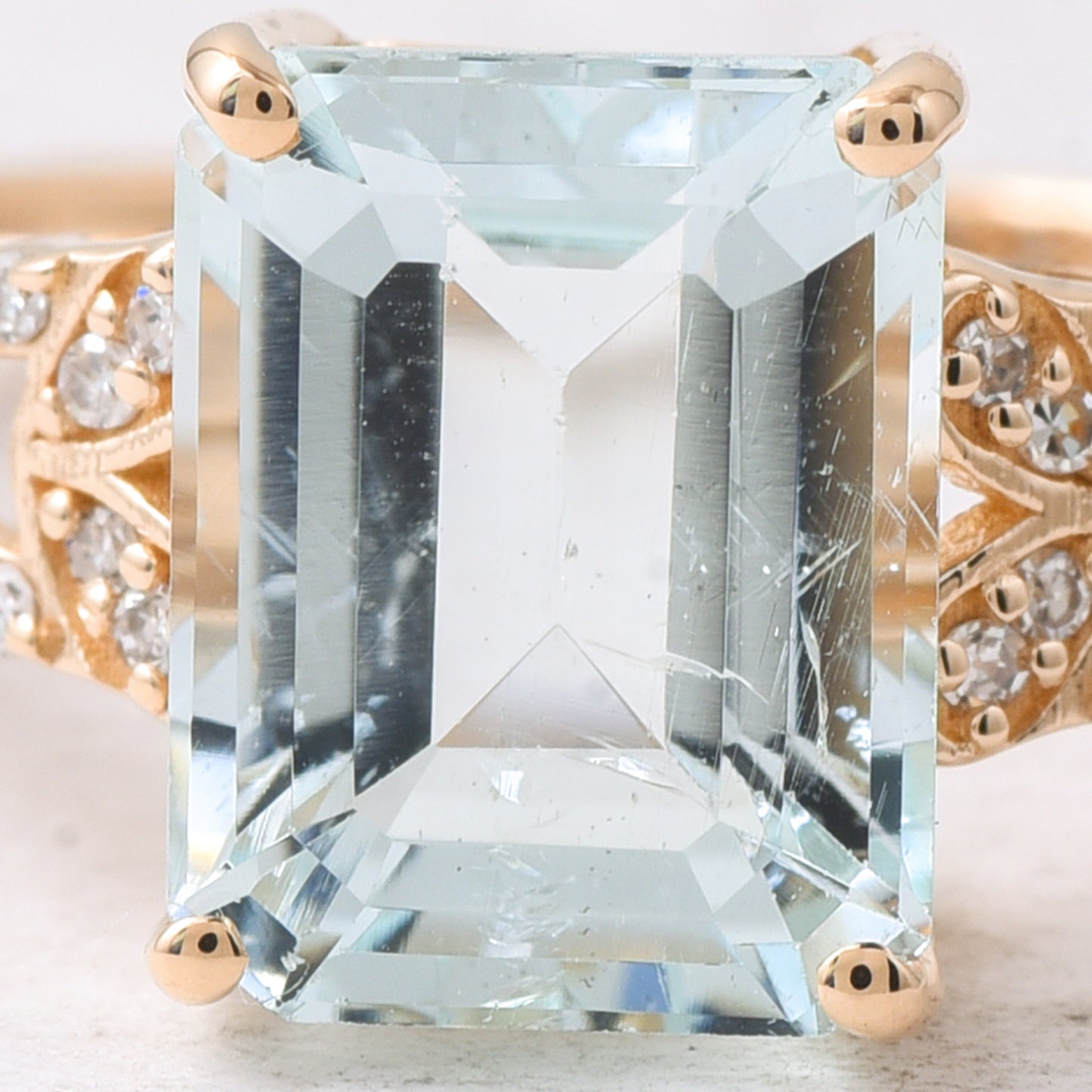 2.40 Ct Single Cut Natural Aquamarine 14K Gold Ring