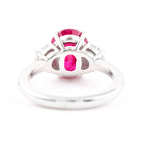 3.95 Ct Oval Cut Natural Corundum Ruby 950 Platinum Ring