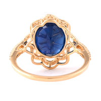 5.58 Ct Oval Mixed Cut Natural Sapphire 14K Gold Ring