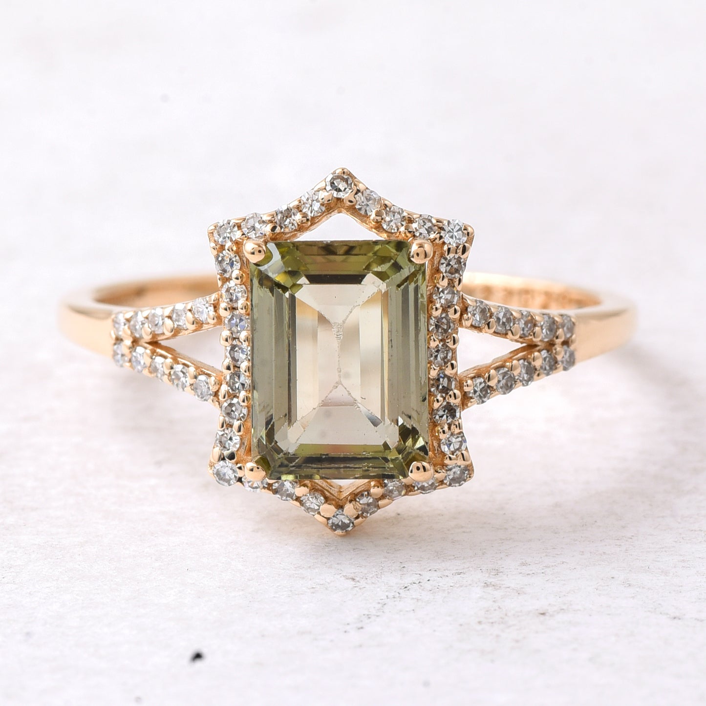 1.80 Ct Octagon Step Cut Natural Tourmaline 14K Gold Ring