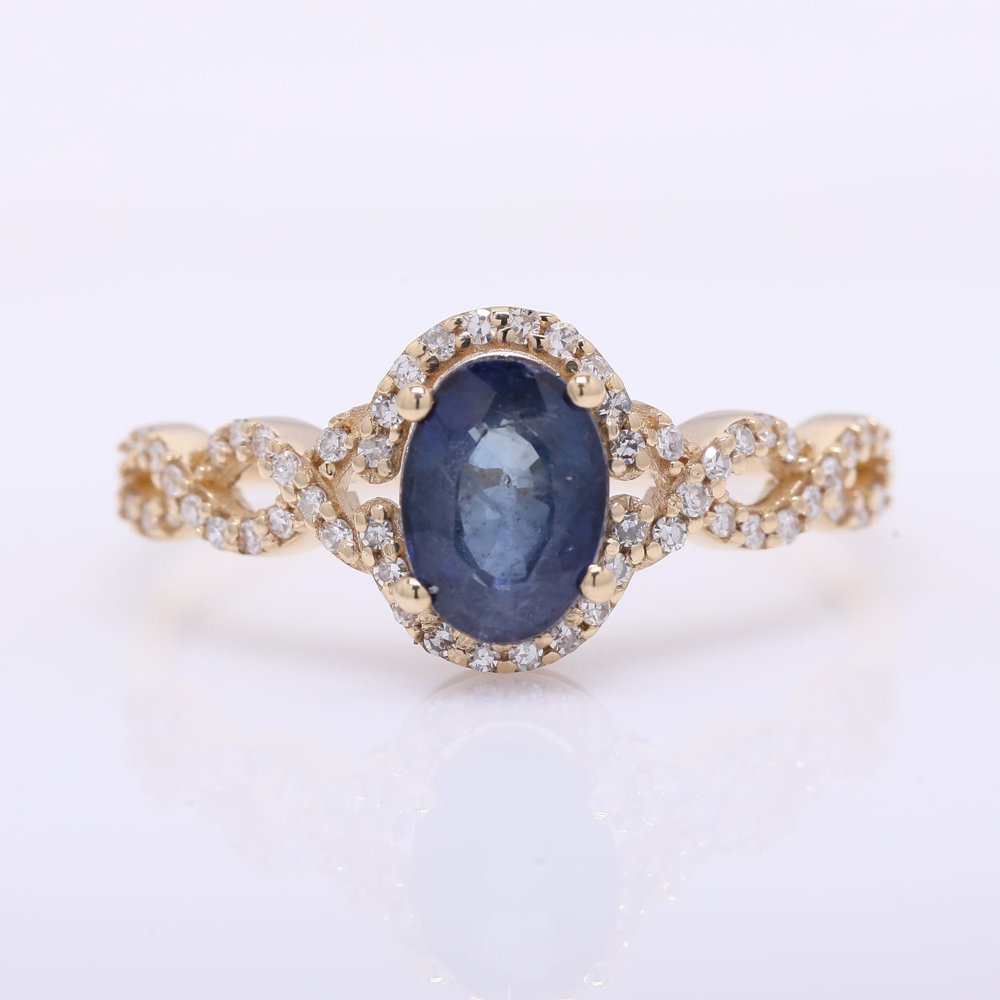 1.38 Ct Oval Mixed Cut Natural Sapphire 14K Gold Ring