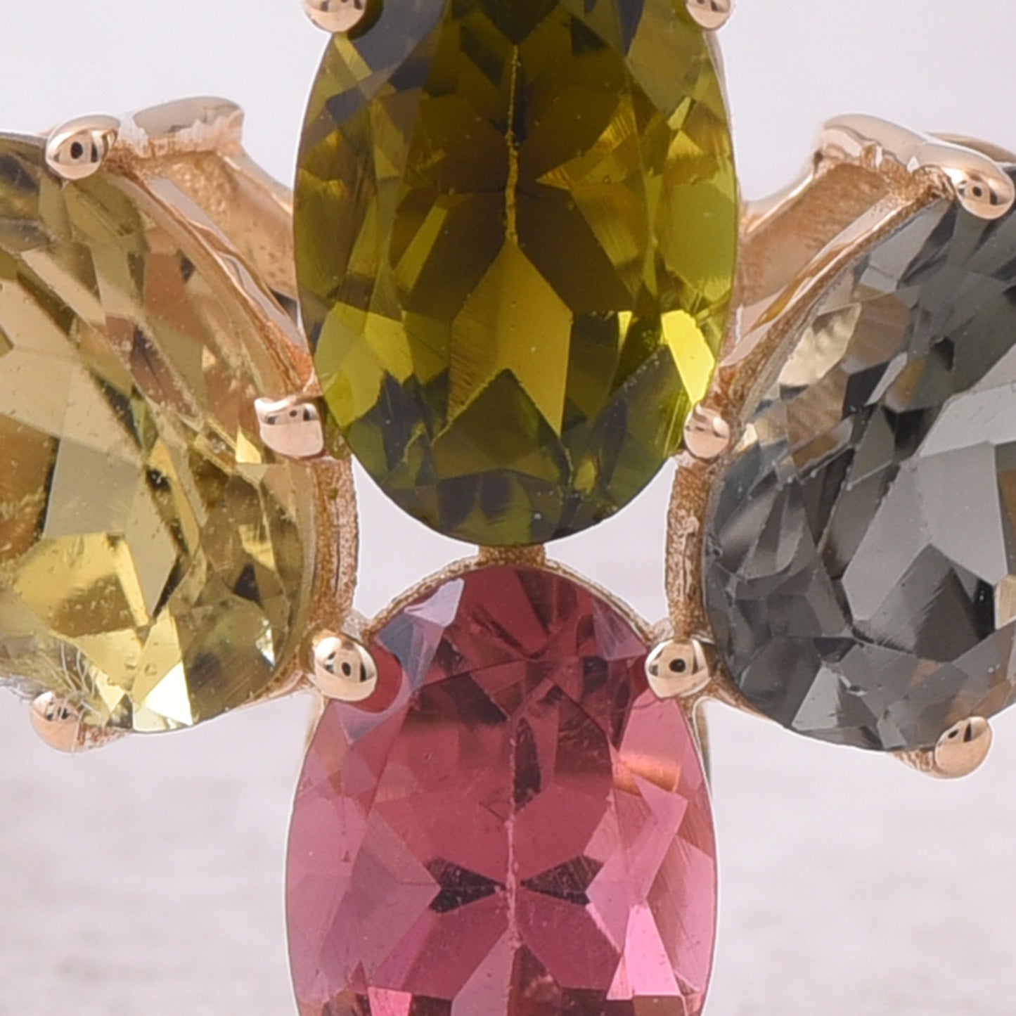 2.13 Ct Oval Natural Multi-Coloured Tourmaline 14K Gold Ring