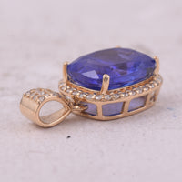 3.81 Ct Cushion Mixed Cut Natural Tanzanite 14K Gold Pendant