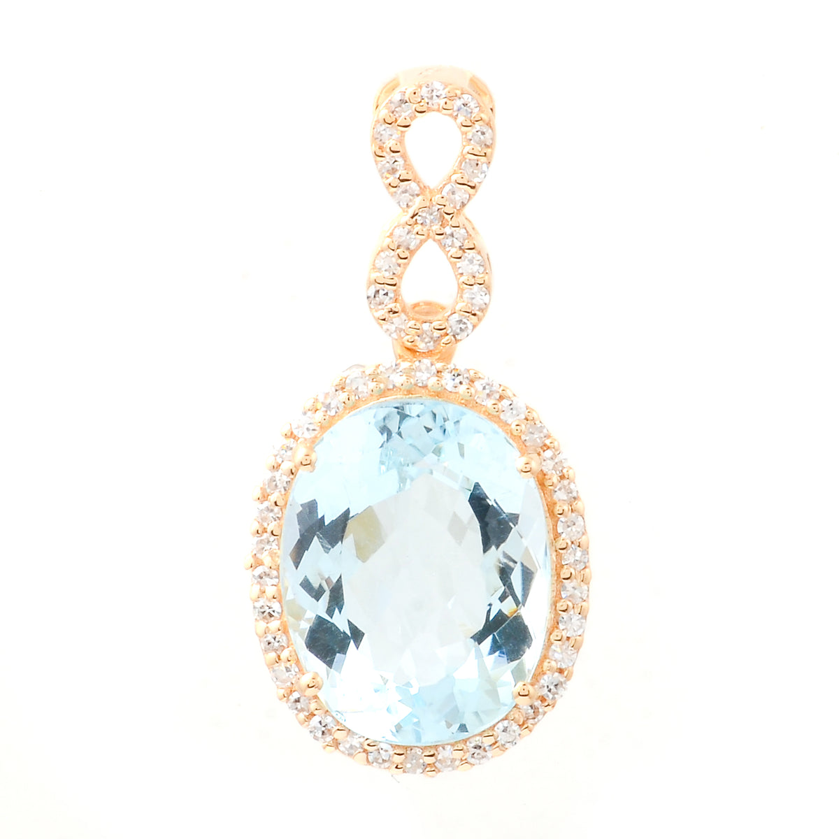 3.27 Ct Oval Mixed Cut Natural Aquamarine 14K Gold Pendant