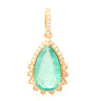 2.20 Ct Pear Mixed Cut Natural Emerald 14K Gold Pendant