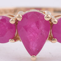 1.21 Ct Round, Pear Natural Ruby 14K Gold Ring