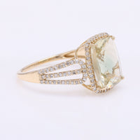 4.14 Ct Rectangular Cushion Mixed Cut Natural Plagioclase Feldspar Sunstone 14K Gold Ring