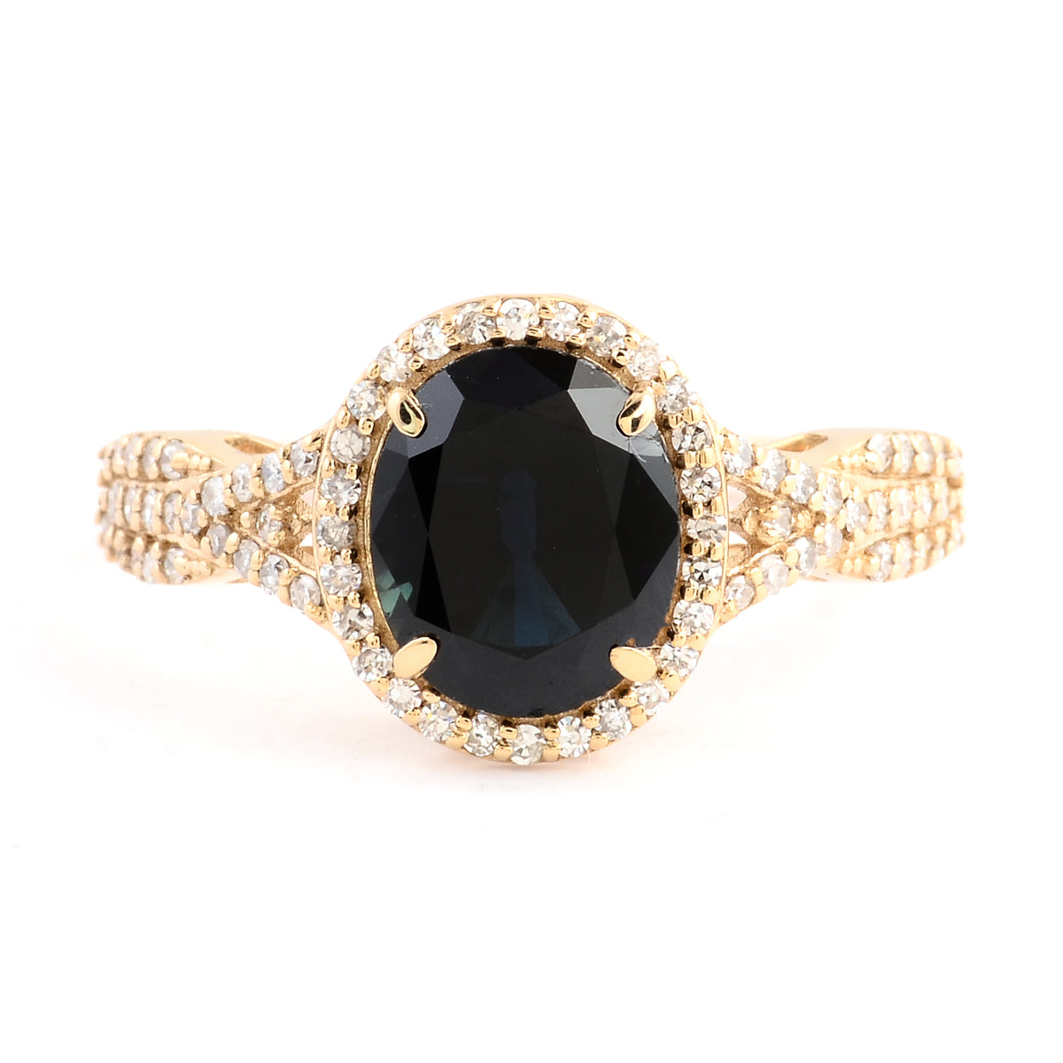 2.50 Ct Oval Mixed Cut Natural Corundum Sapphire 14K Gold Ring